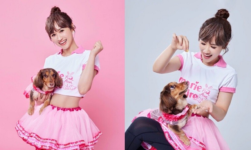 2022 Pink Run公益大使吳姍儒攜愛犬，穿上粉紅澎裙響應乳癌防治，Hershey太搶鏡啦！