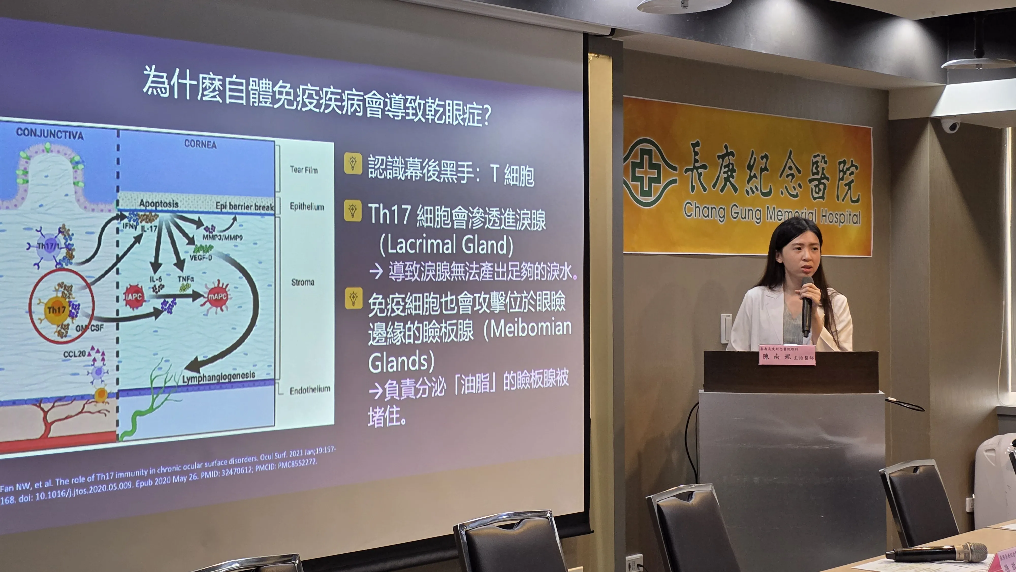 陳南妮醫師表示，T細胞是導致乾眼症的幕後黑手。圖片來源 / 長庚醫院提供