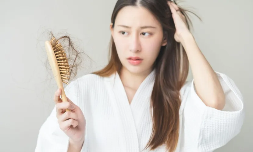 大量掉髮、髮質乾燥易斷,可能與缺鐵有關。 圖片來源 / Shutterstock
