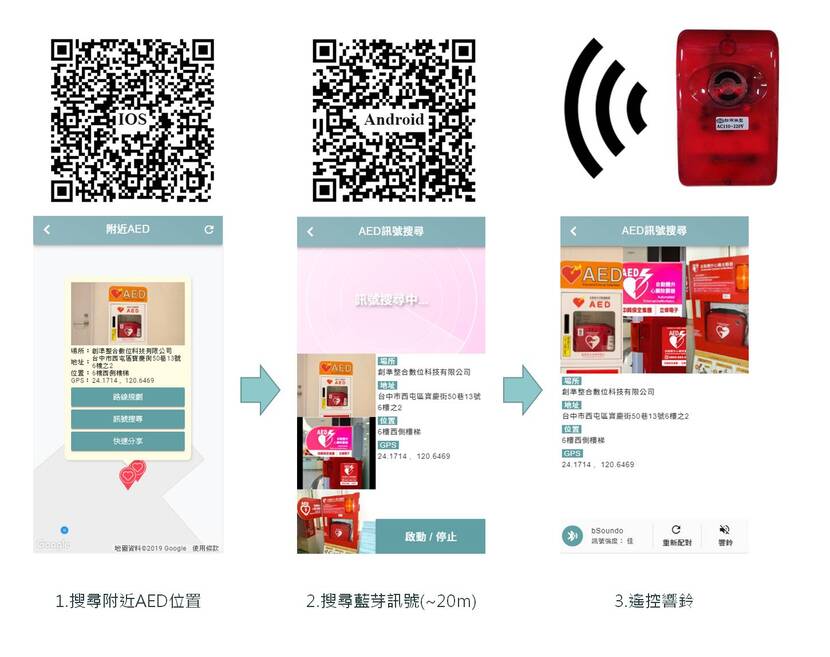 守護嘉憶人APP手機介面搜尋AED