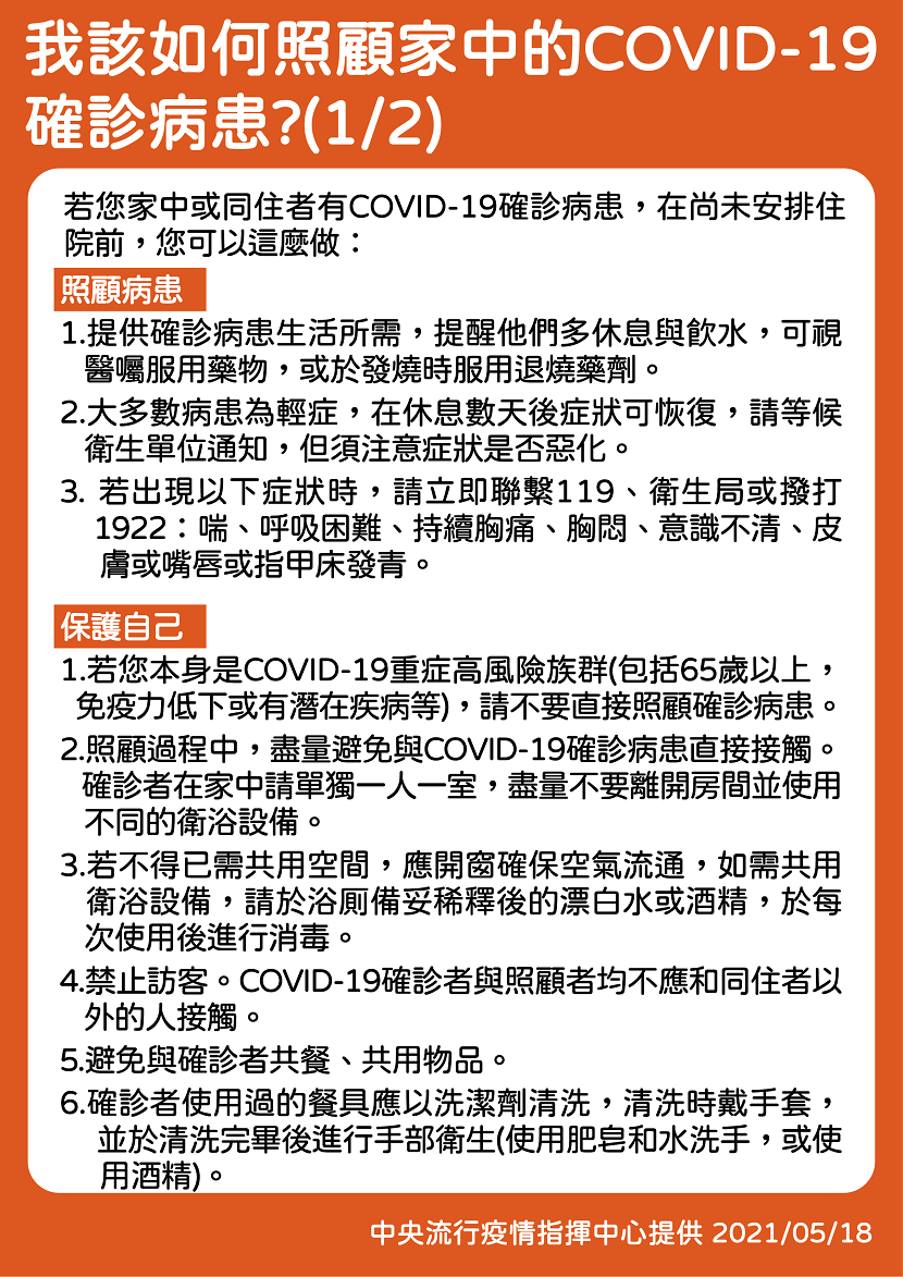新冠肺炎-確診-照顧-家人-居家隔離-COVID19