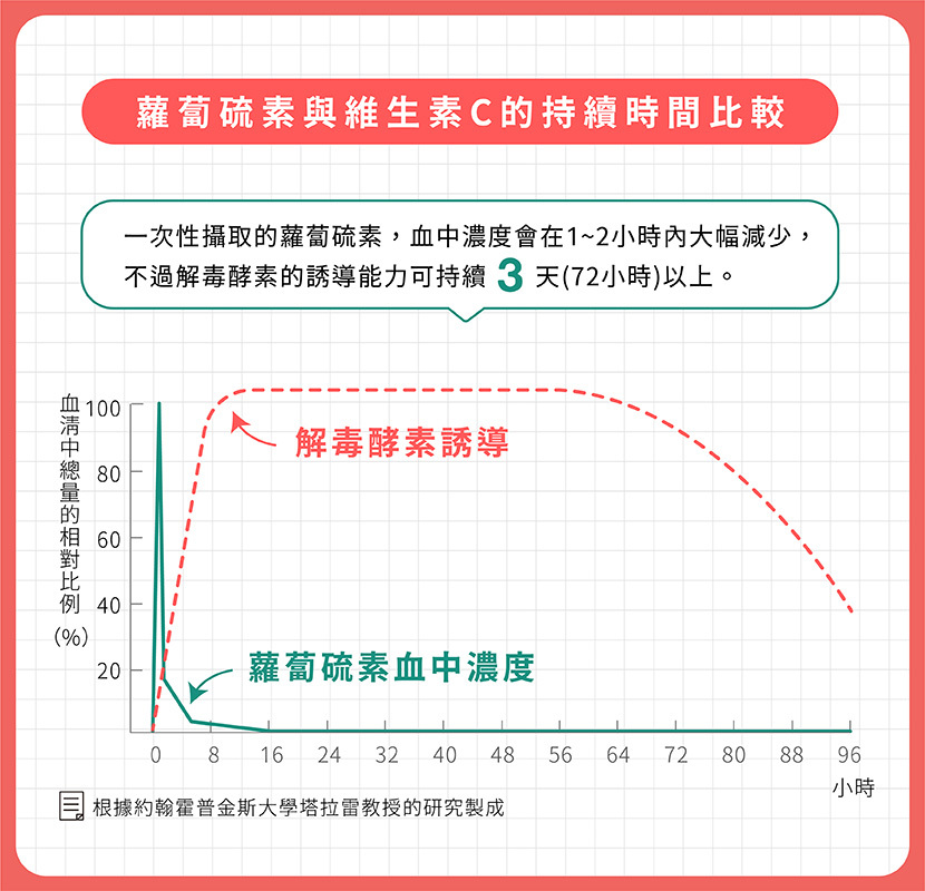 蘿蔔硫素與維生素C的持續時間比較1